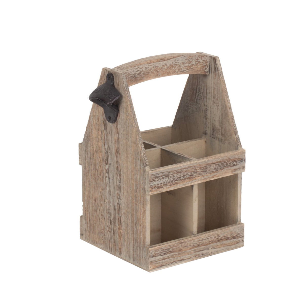 Red Hamper Oak Effect 4 Beer Bottle Carrier with Bottle Opener