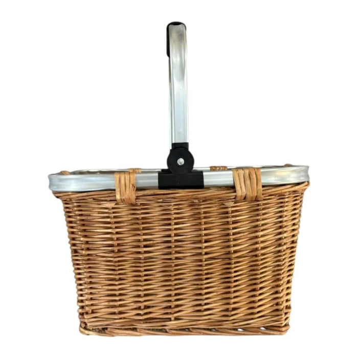 Red Hamper Double Steamed Folding Aluminium  Handle Shopping Basket