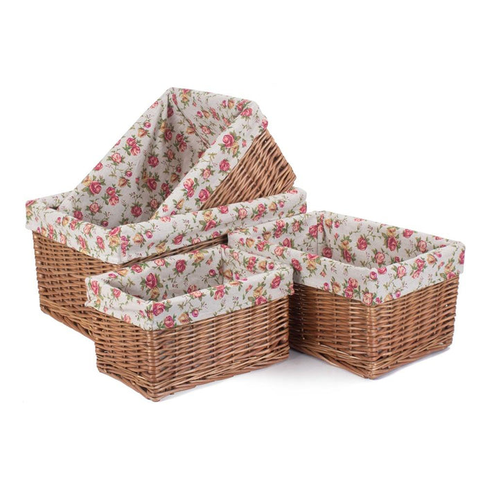 Red Hamper Double Steamed Garden Rose Willow Storage Baskets