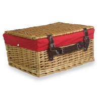 Red Hamper Wicker Buff Picnic Basket