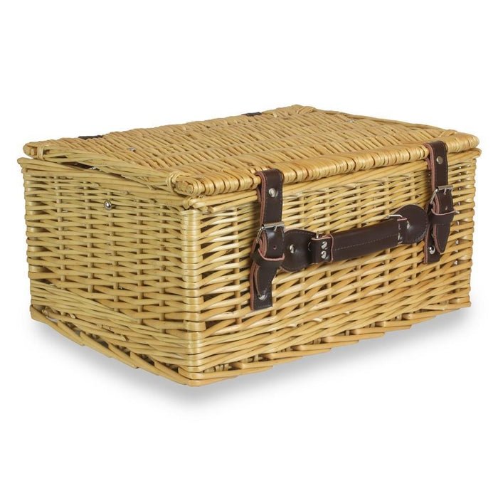 Red Hamper Wicker Buff Picnic Basket