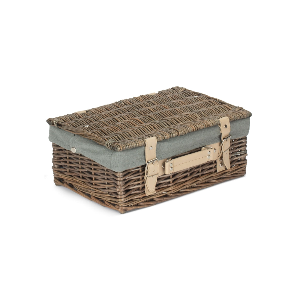 Red Hamper 36cm Antique Wash Wicker Picnic Basket with Cotton Lining