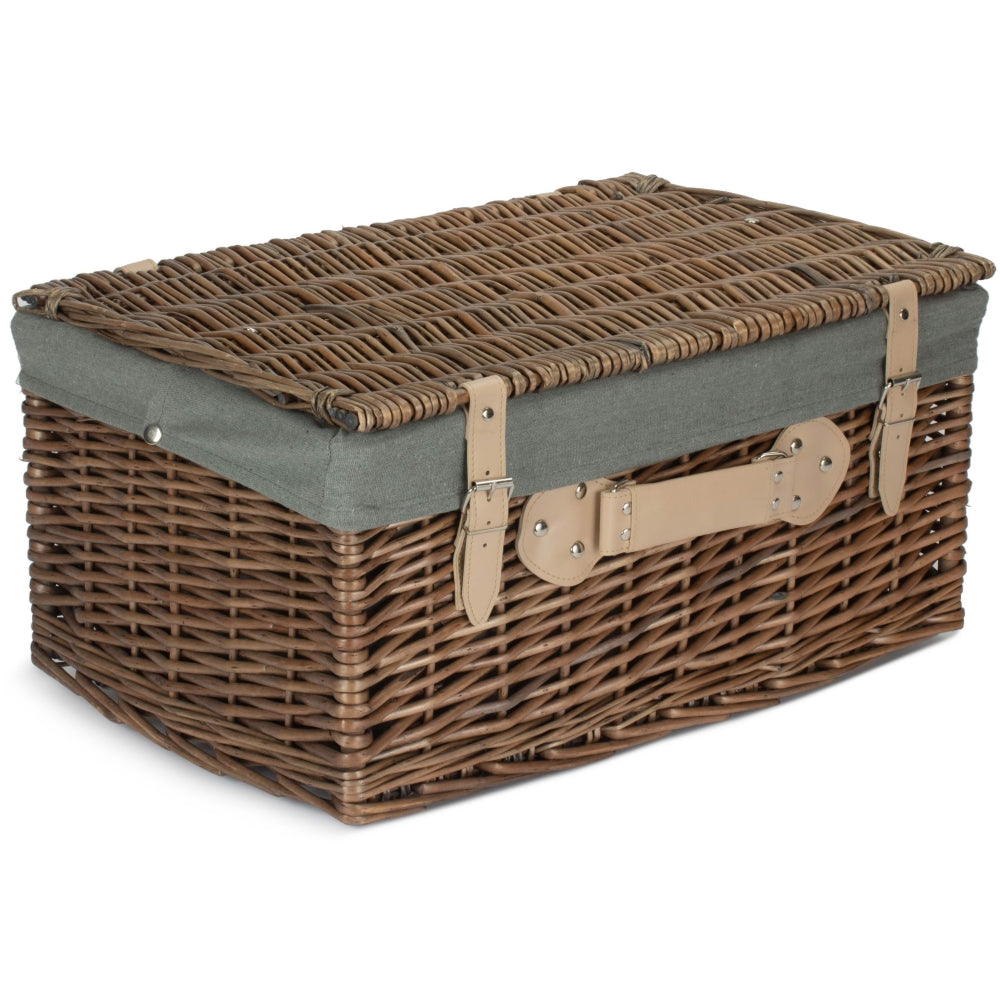Red Hamper 51cm Antique Wash Wicker Picnic Basket with Cotton Lining
