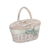 Childs White Wash Butterfly Lidded Wicker Basket
