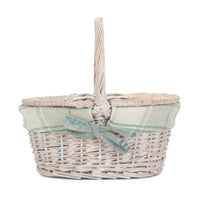 Childs White Wash Butterfly Lidded Wicker Basket