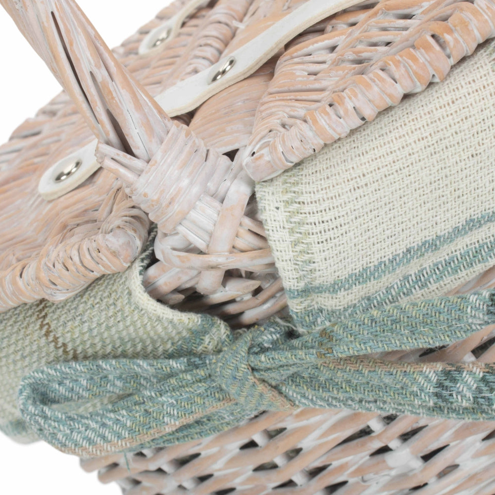 Childs White Wash Butterfly Lidded Wicker Basket
