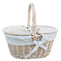 Red Hamper Childs White Wash Butterfly Lidded Wicker Basket