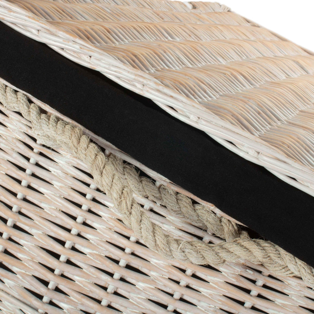 Large Whitewash Finish Storage Wicker Basket