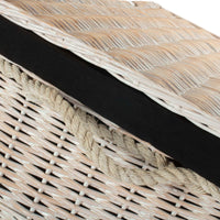 Large Whitewash Finish Storage Wicker Basket