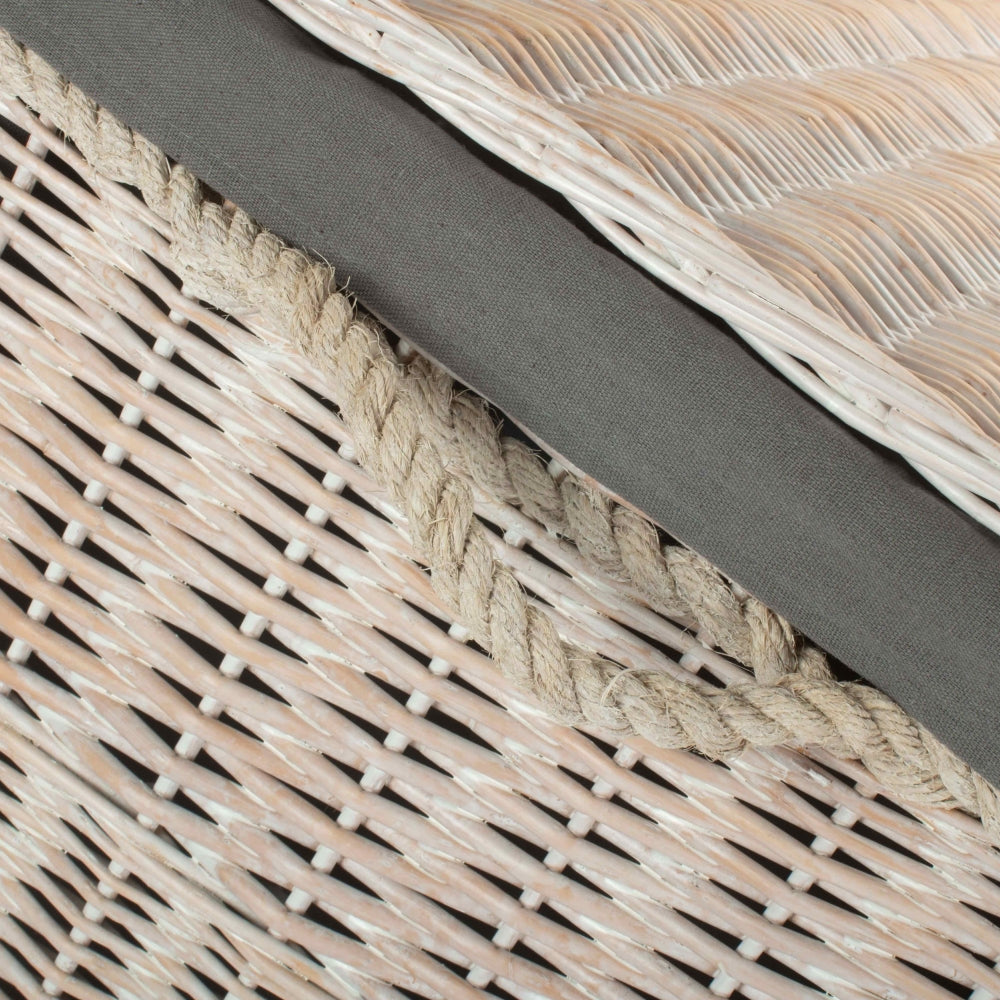 Large Whitewash Finish Storage Wicker Basket