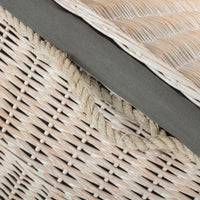 Large Whitewash Finish Storage Wicker Basket