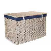 Large Whitewash Finish Storage Wicker Basket