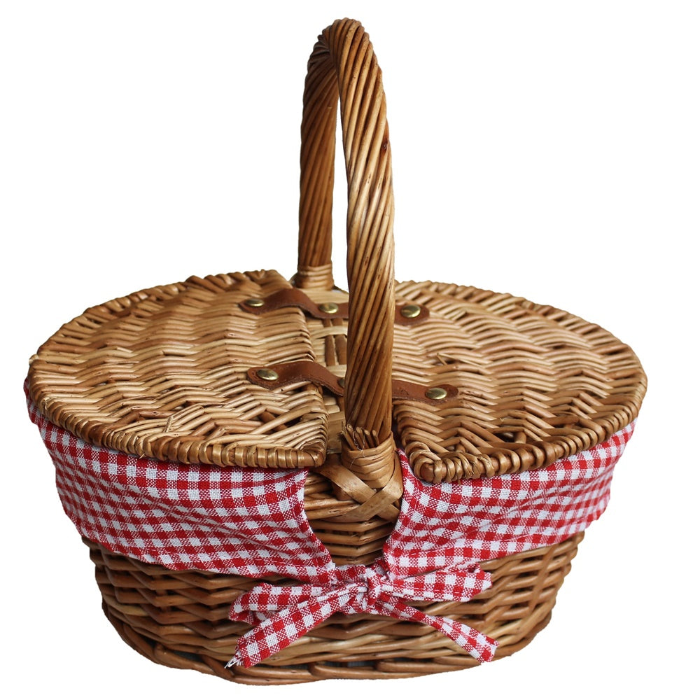 Red Hamper Childs Light Steamed Finish Oval Picnic Basket
