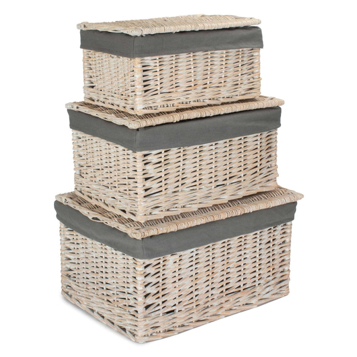 Red Hamper White Wash Steamed Cotton Lined Storage Basket