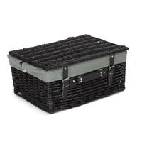 Red Hamper 41cm Empty Black Willow Picnic Basket With Cotton Lining