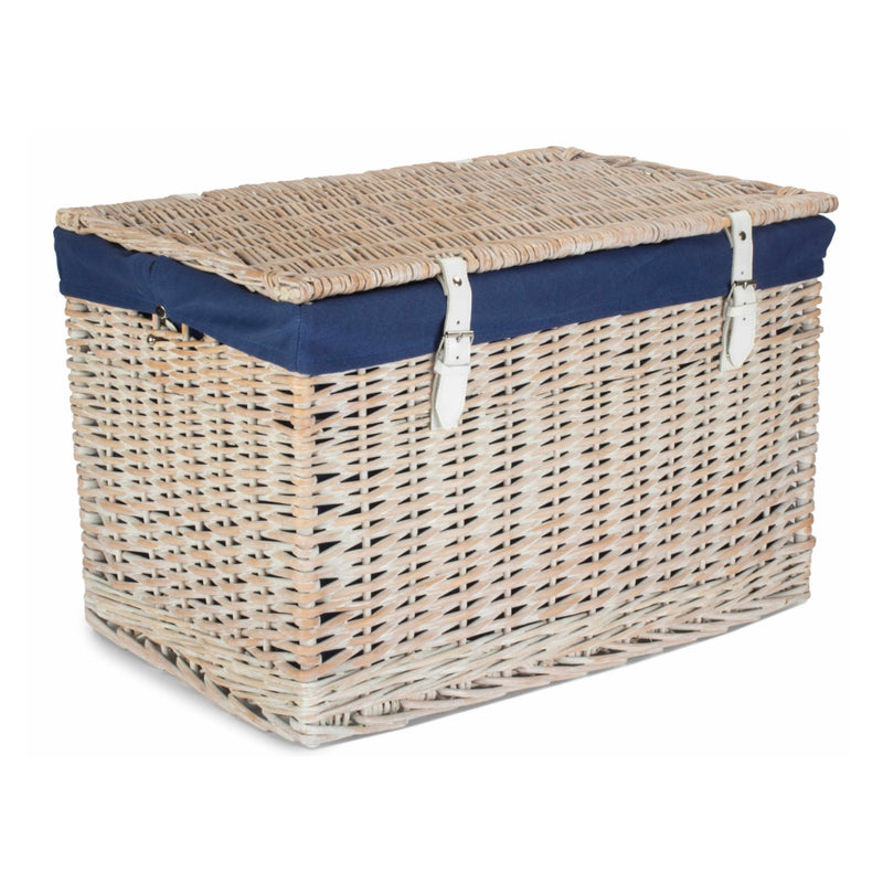 The Willow Basket 60cm White Wash Chest Picnic Wicker Basket