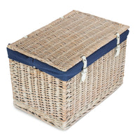 The Willow Basket 60cm White Wash Chest Picnic Wicker Basket