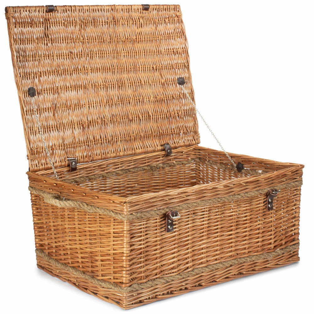 Red Hamper 72cm Double Steamed Rope Handled Wicker Trunk