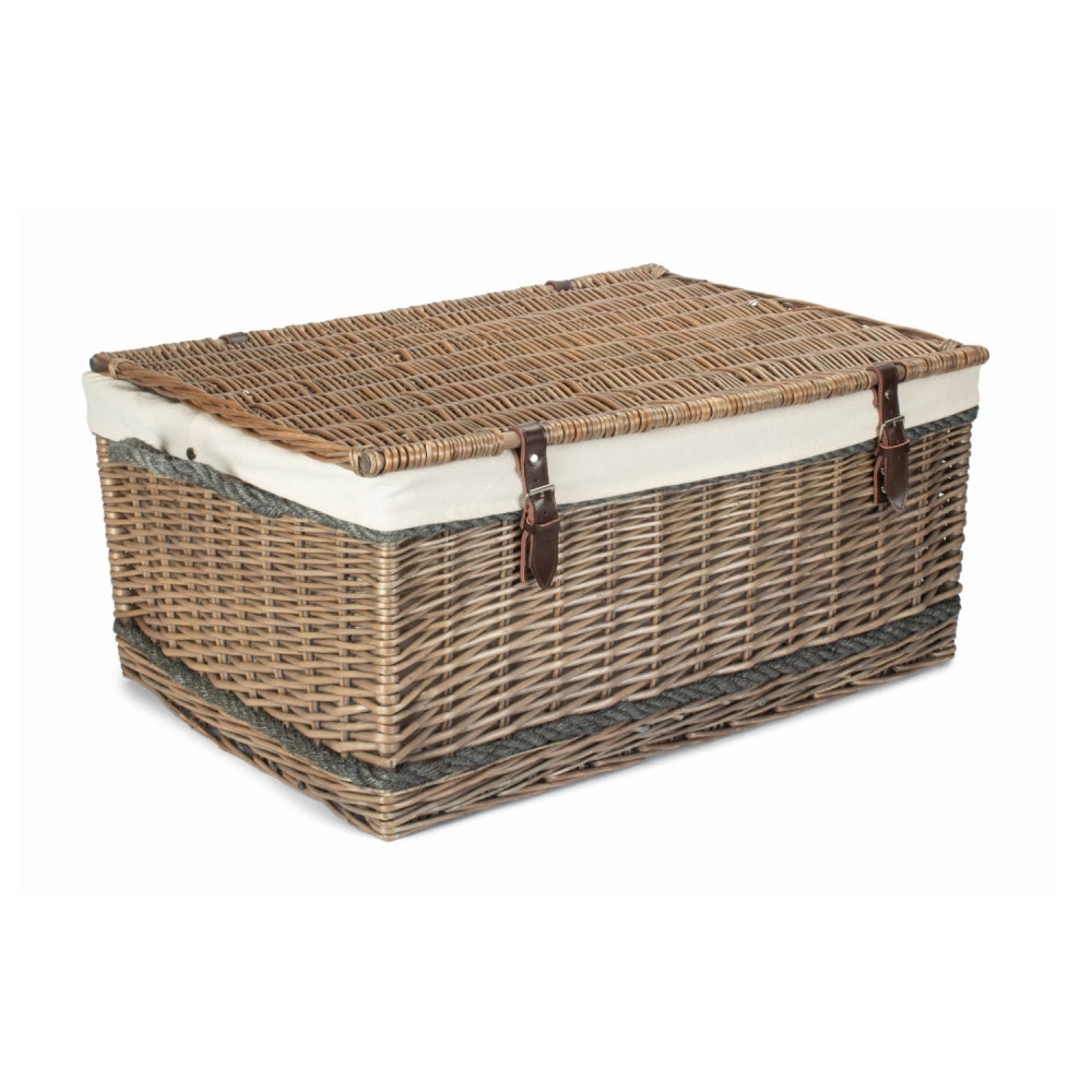 Red Hamper 72cm Antique Wash Rope Handled Trunk Picnic Basket