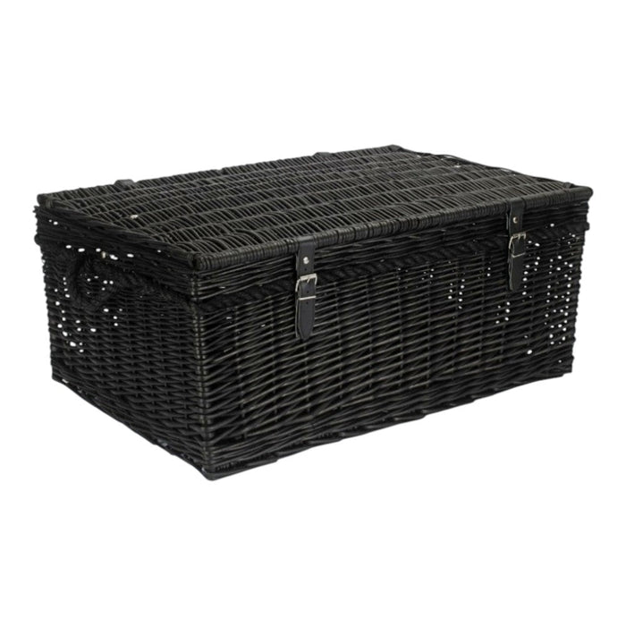 Red Hamper 67cm Black Wicker Rope Handled Picnic Basket