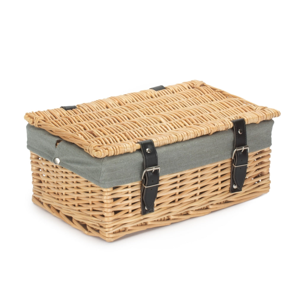 The Willow Basket 36cm Buff Wicker Empty Picnic Basket