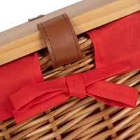 Red Hamper Double Steamed White Lined Willow Empty Picnic Basket with Pinewood Lid