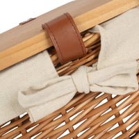 Red Hamper Double Steamed Red Lined Willow Empty Picnic Basket with Pinewood Lid