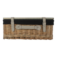 The Willow Basket Antique Wash Black Lined Willow Empty Picnic Basket with Pinewood Lid