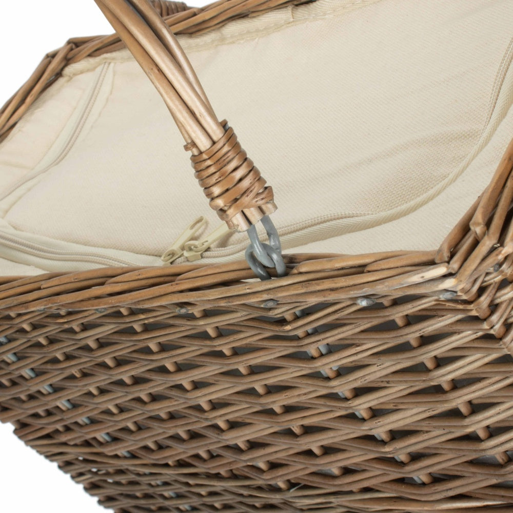 Red Hamper Antique Wash Wicker Insulated Cool Basket