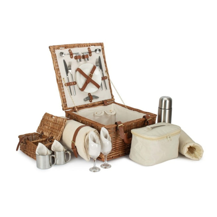 Red Hamper Deluxe Fully Fitted Traditional Wicker Picnic Basket