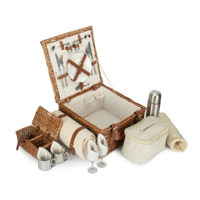 Red Hamper Deluxe Fully Fitted Traditional Wicker Picnic Basket