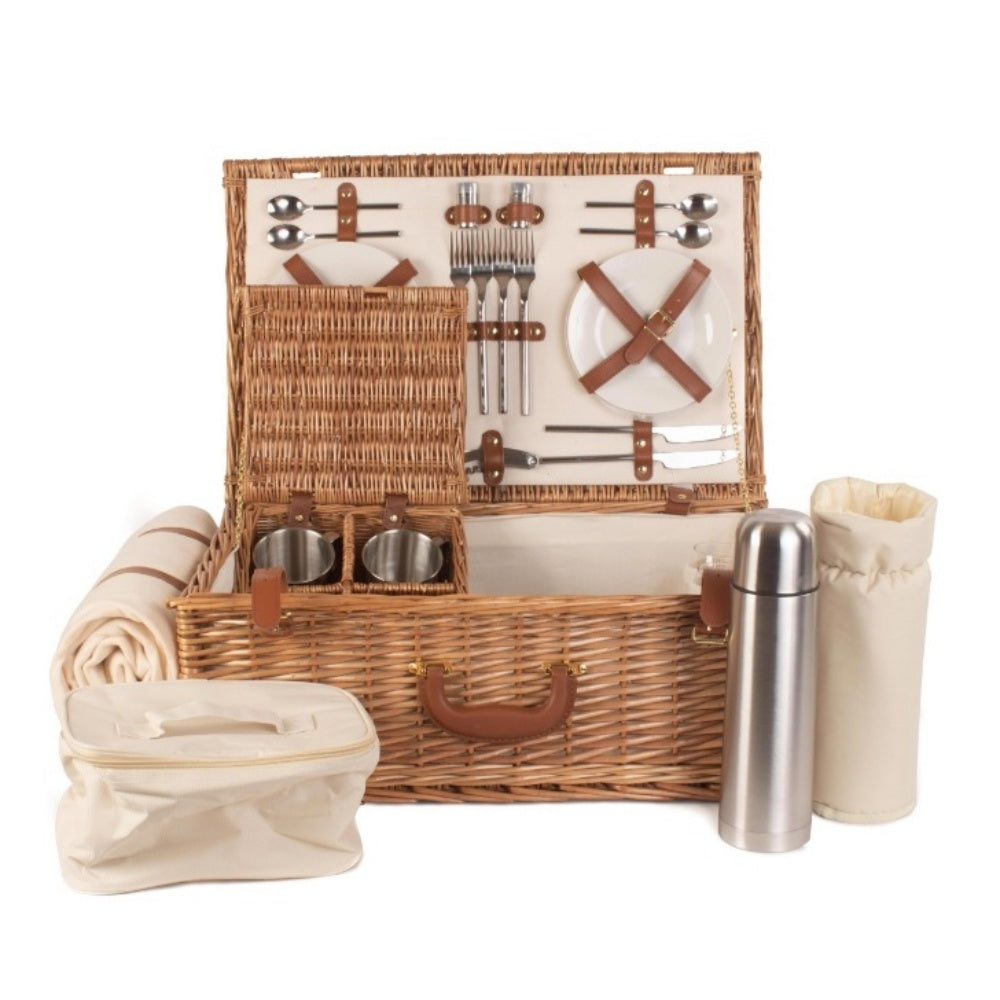 Red Hamper Deluxe Fully Fitted Traditional Wicker Picnic Basket