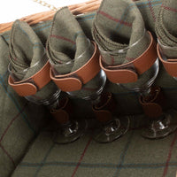 Red Hamper Green Tweed Fitted Wicker Picnic Basket