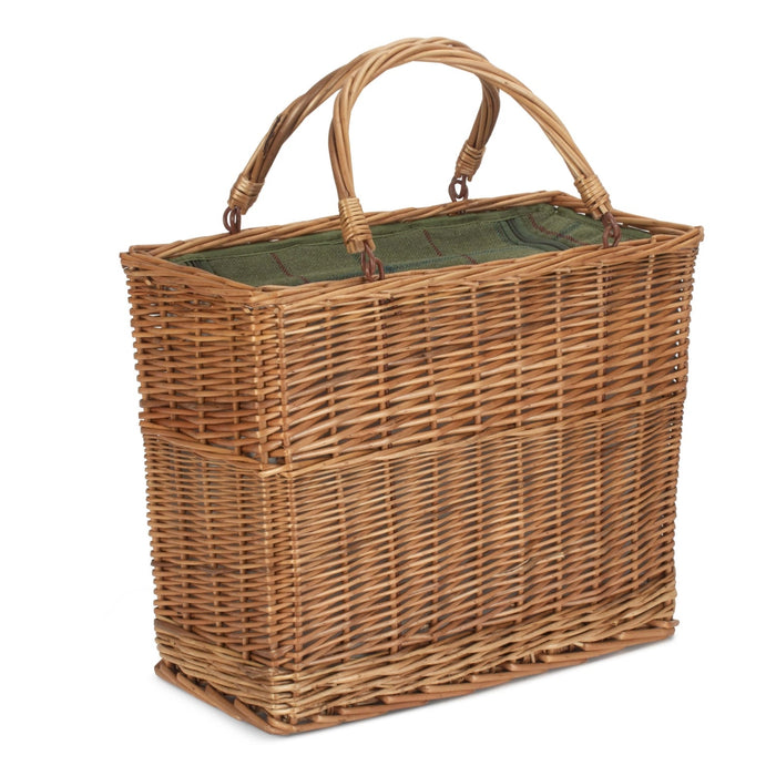 Red Hamper Green Tweed Rectangular Wicker Cooler Basket