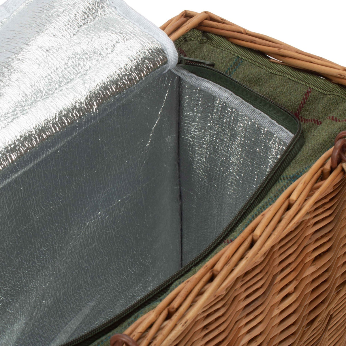 Red Hamper Green Tweed Rectangular Wicker Cooler Basket