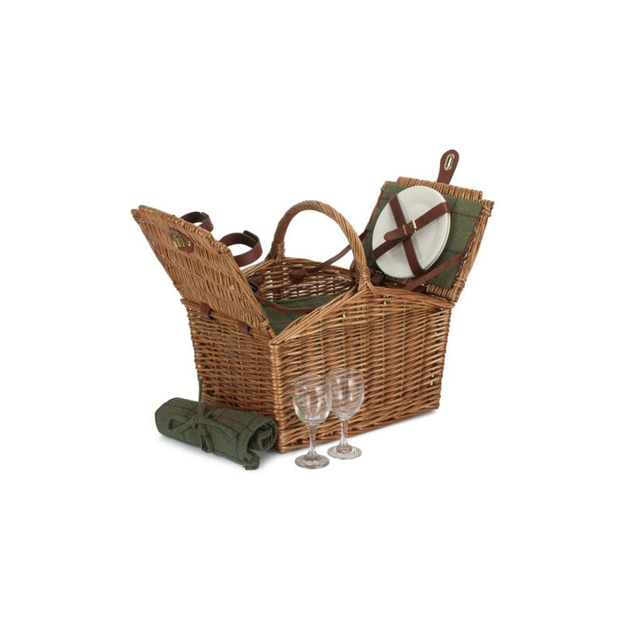 Red Hamper 2 Person Butterfly Lidded Fitted Wicker Picnic Basket