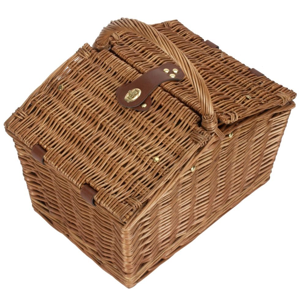 Red Hamper 4 Person Butterfly Lidded Fitted Wicker Picnic Basket