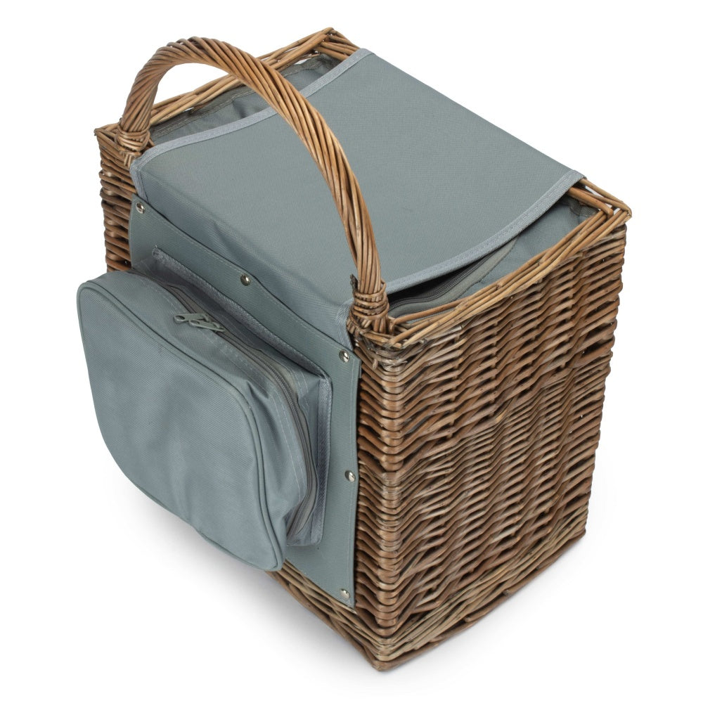 Red Hamper 4 Person Chiller Wicker Beach Picnic Basket