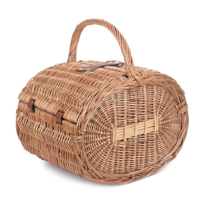 Red Hamper Oval 4 Person Green Tweed Wicker Picnic Basket