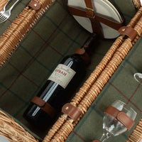 Red Hamper 7 Person Green Tweed Barrel Wicker Picnic Basket