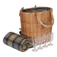 The Willow Basket Wicker Oval Ravenstor Fitted Cool Bag Drinks Picnic Basket