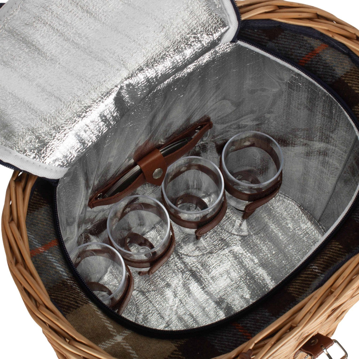The Willow Basket Wicker Oval Ravenstor Fitted Cool Bag Drinks Picnic Basket