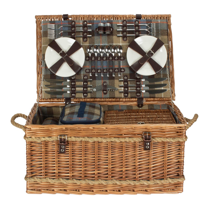 Red Hamper Rope Handled Ravenstor 6 Person Fitted Picnic Basket