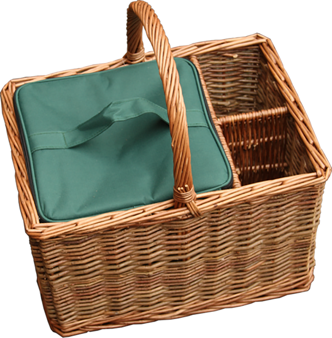 Red Hamper Event Basket with Green Willow with Cooler