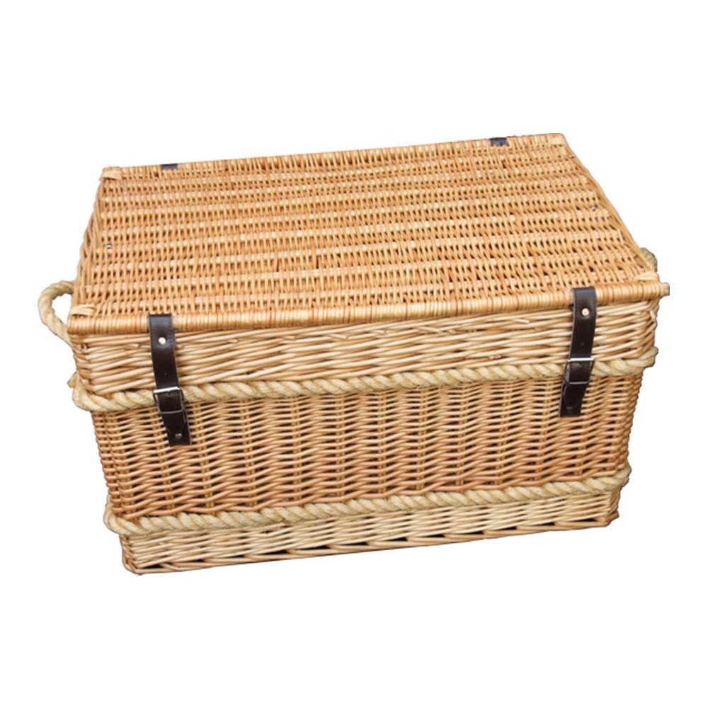Red Hamper Rope Handled Trunk 66cm Empty Picnic Basket
