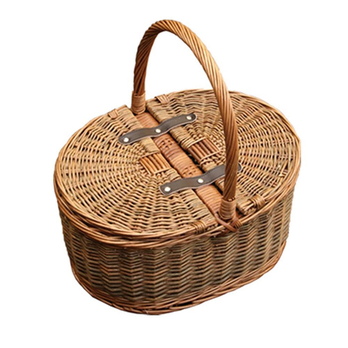 Red Hamper Two Tone Oval Picnic 2 Lids Empty Picnic Basket