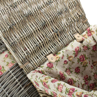Red Hamper Antique Wash Square Garden Rose Cotton Lined Laundry Basket