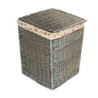 Red Hamper Antique Wash Square Garden Rose Cotton Lined Laundry Basket