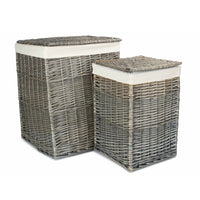Red Hamper Antique Wash Square White Cotton Lined Laundry Basket