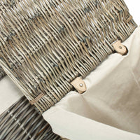 Red Hamper Antique Wash Square White Cotton Lined Laundry Basket